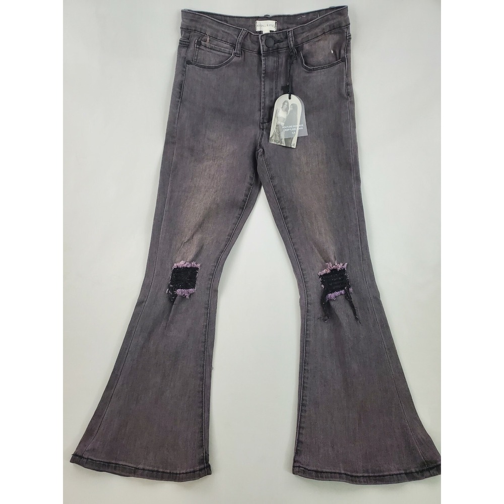 Kendall + Kylie women jeans KK21-304HR Melrose grey crop flare sz 5/6 $128